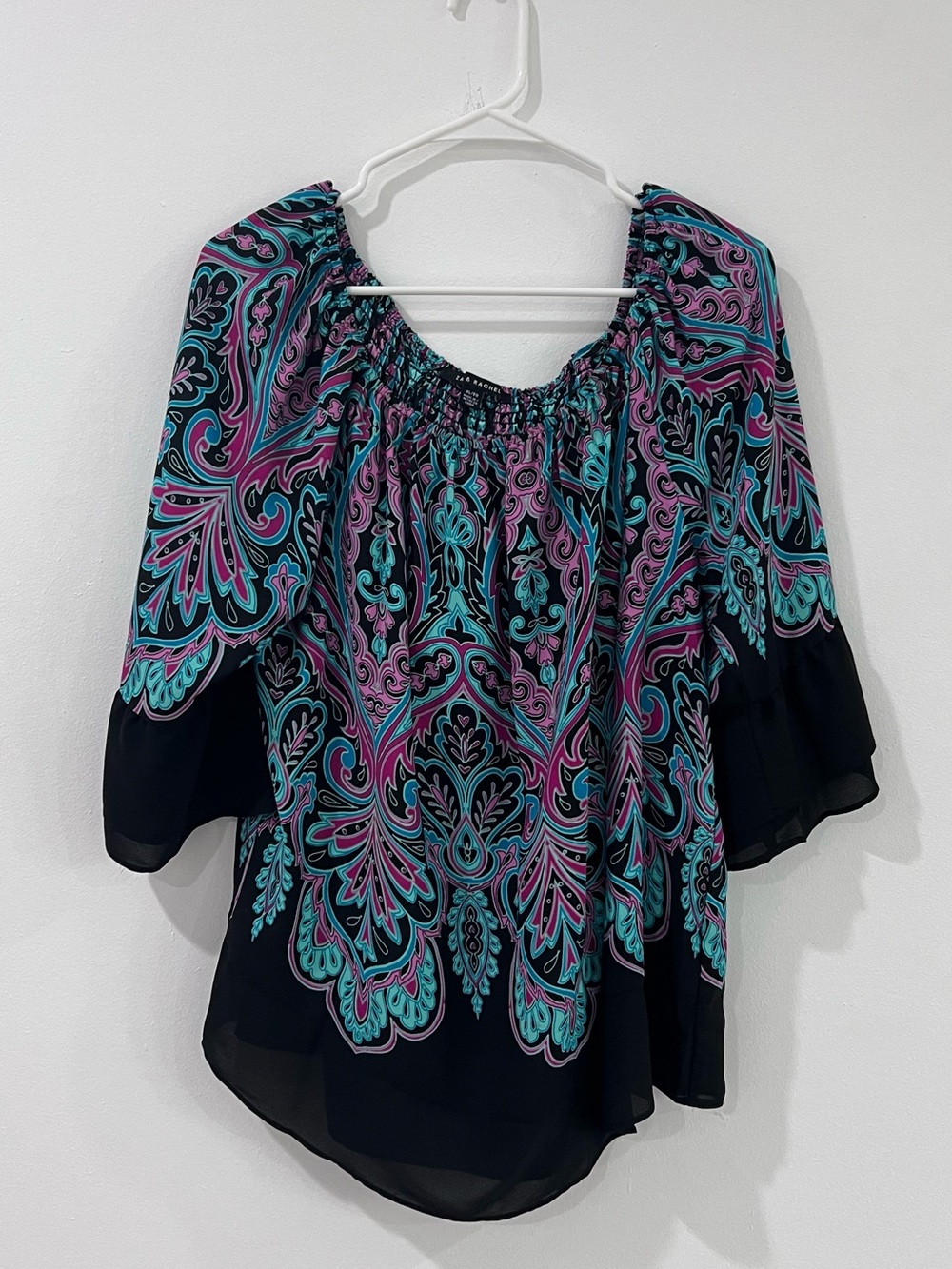 Zac & Rachel Paisley Blouse XL Y2K Boho Whimsigoth Bell Sleeve Tunic